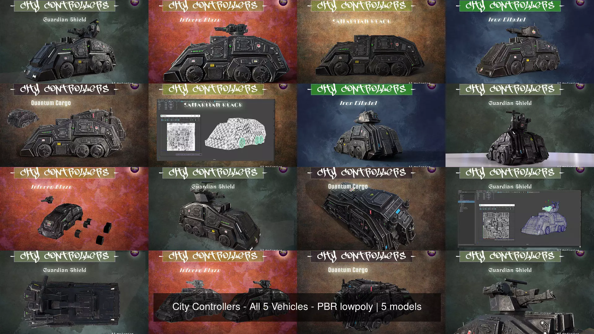 City Controllers - All 5 Vehicles - PBR lowpoly 3D Model Collection_0