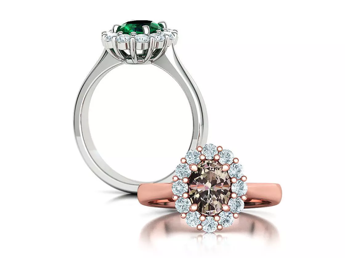 8x6 Oval Gem Princess Diana Engagement Ring 1CT stone 3D print model