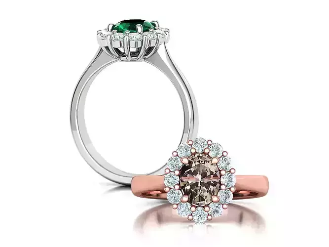 8x6 Oval Gem Princess Diana Engagement Ring 1CT stone 3D print model