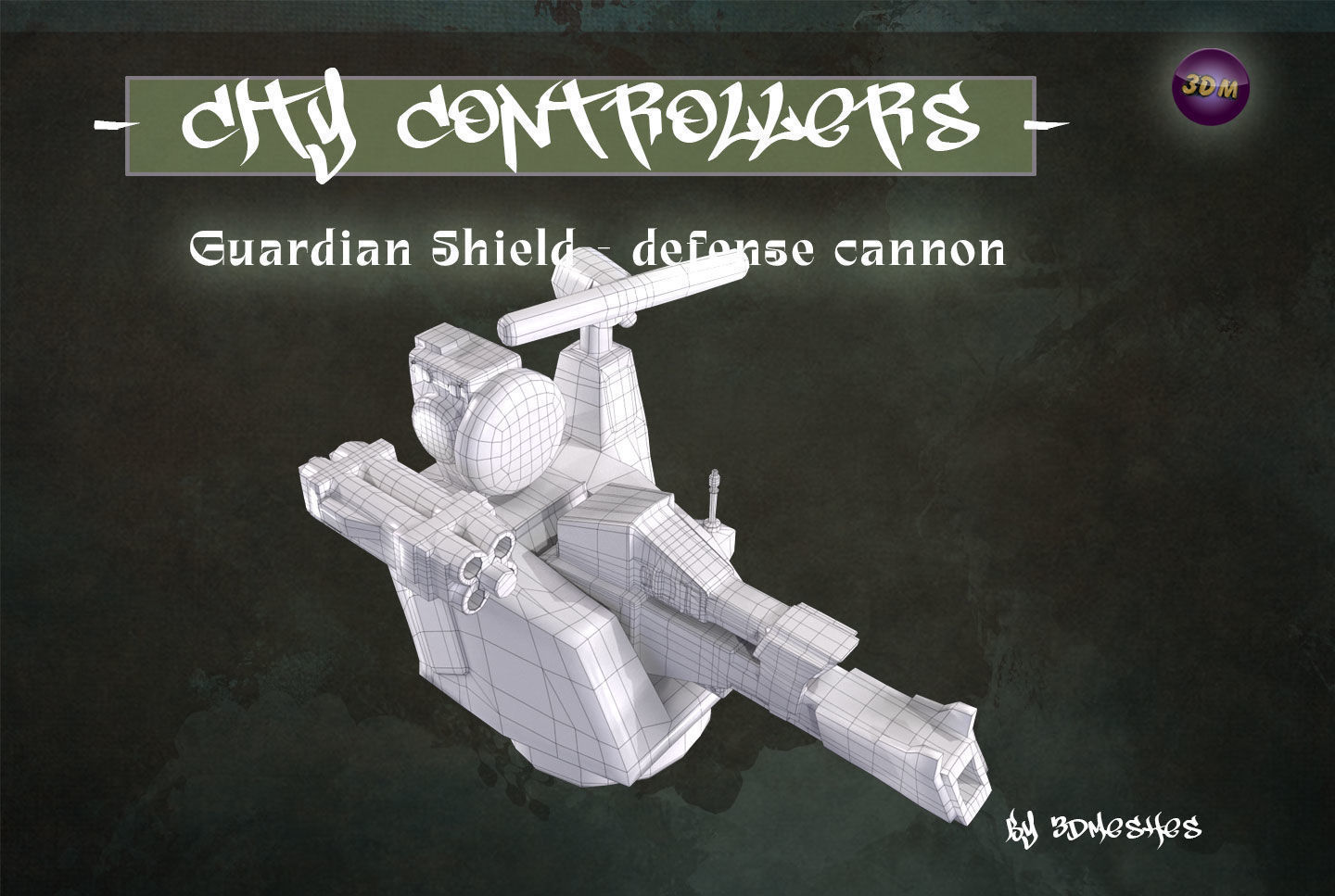 Defence Cannon for City Controllers Low-poly 3D model_15