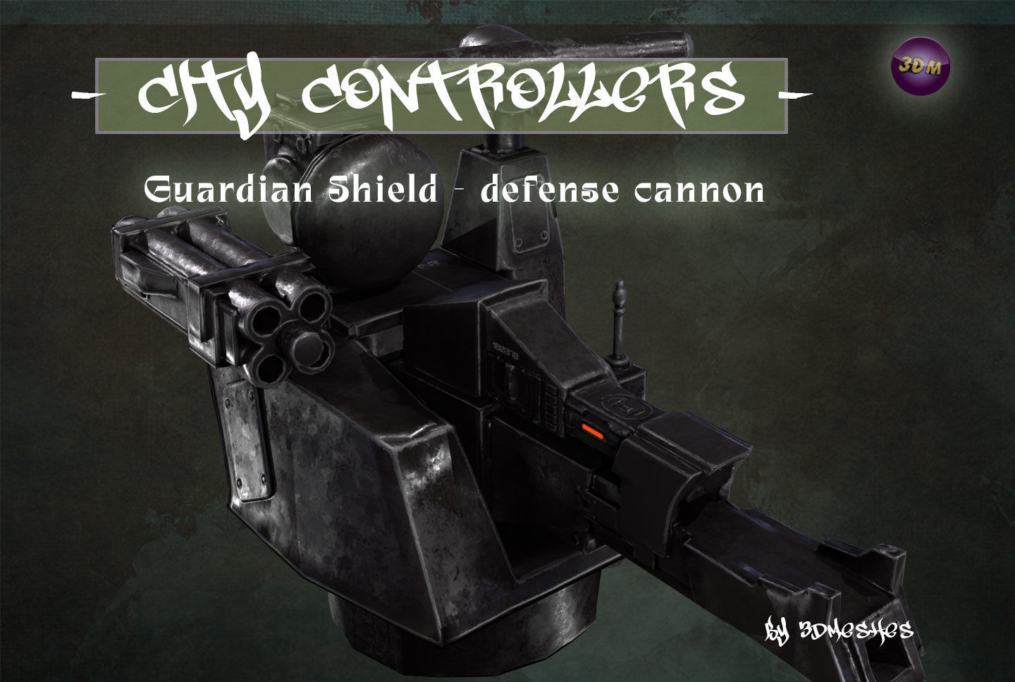 Defence Cannon for City Controllers Low-poly 3D model_31