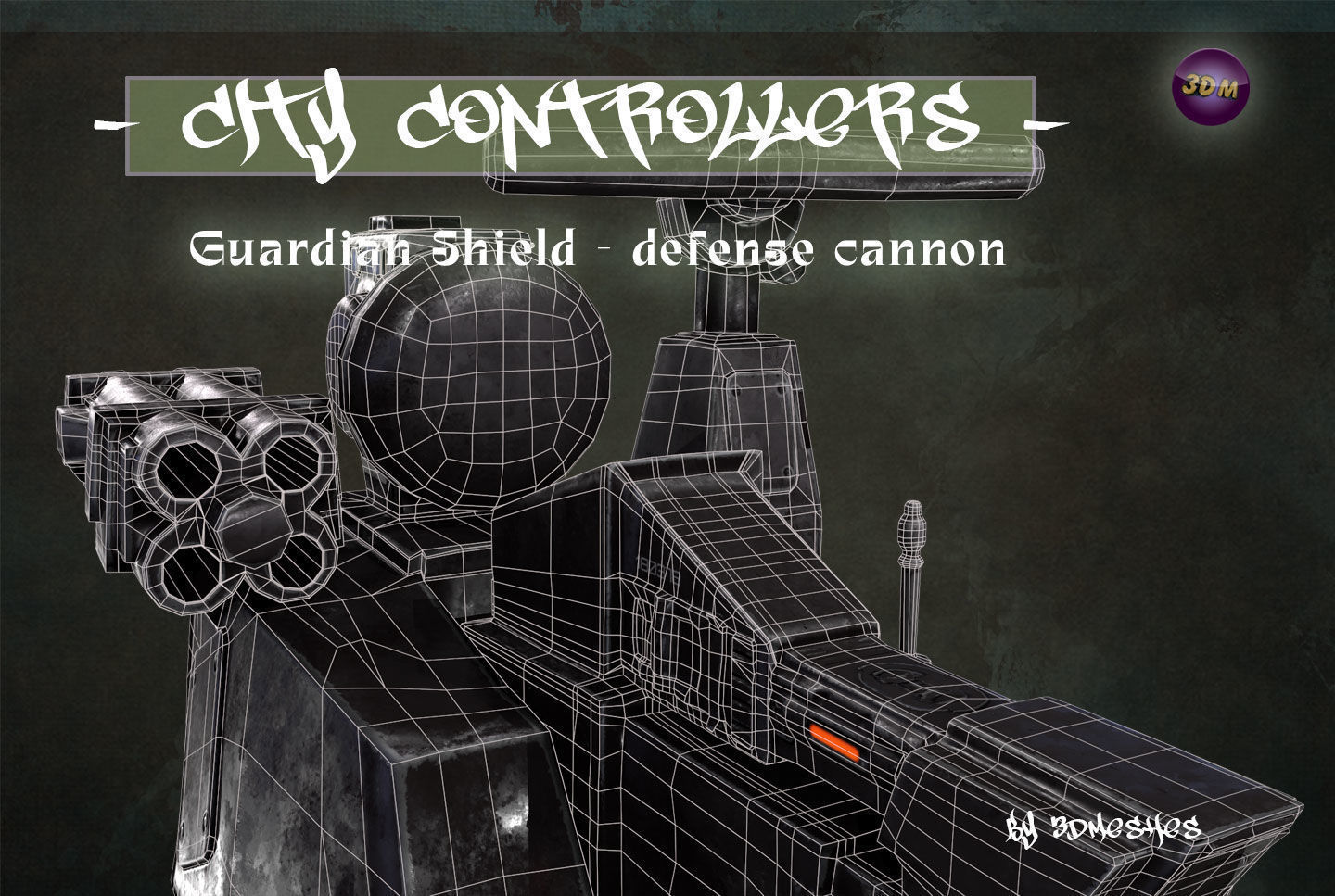 Defence Cannon for City Controllers Low-poly 3D model_20