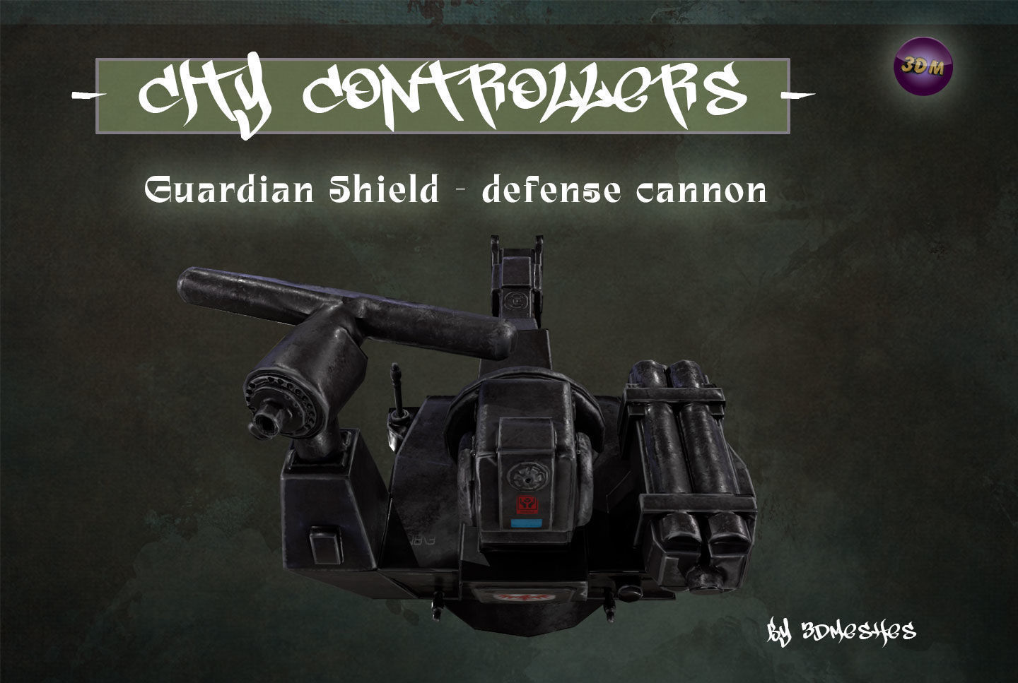 Defence Cannon for City Controllers Low-poly 3D model_29