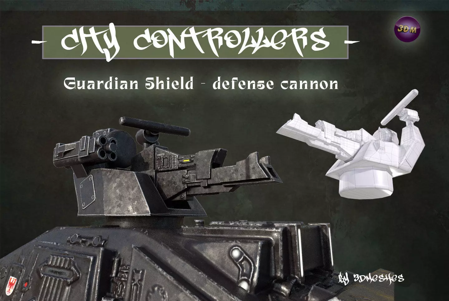 Defence Cannon for City Controllers Low-poly 3D model_0