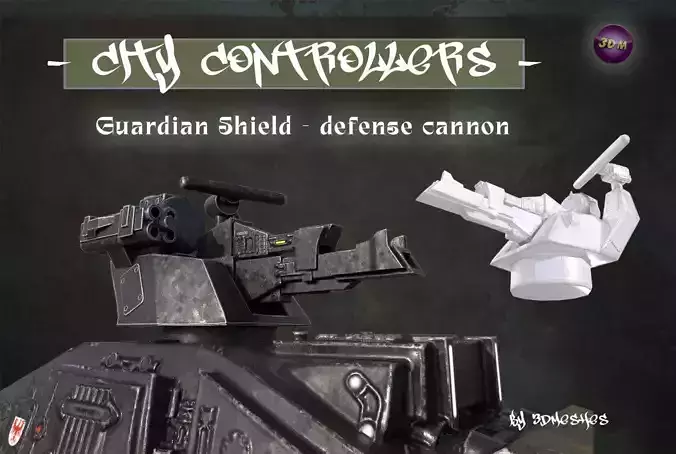 Defence Cannon for City Controllers Low-poly 3D model