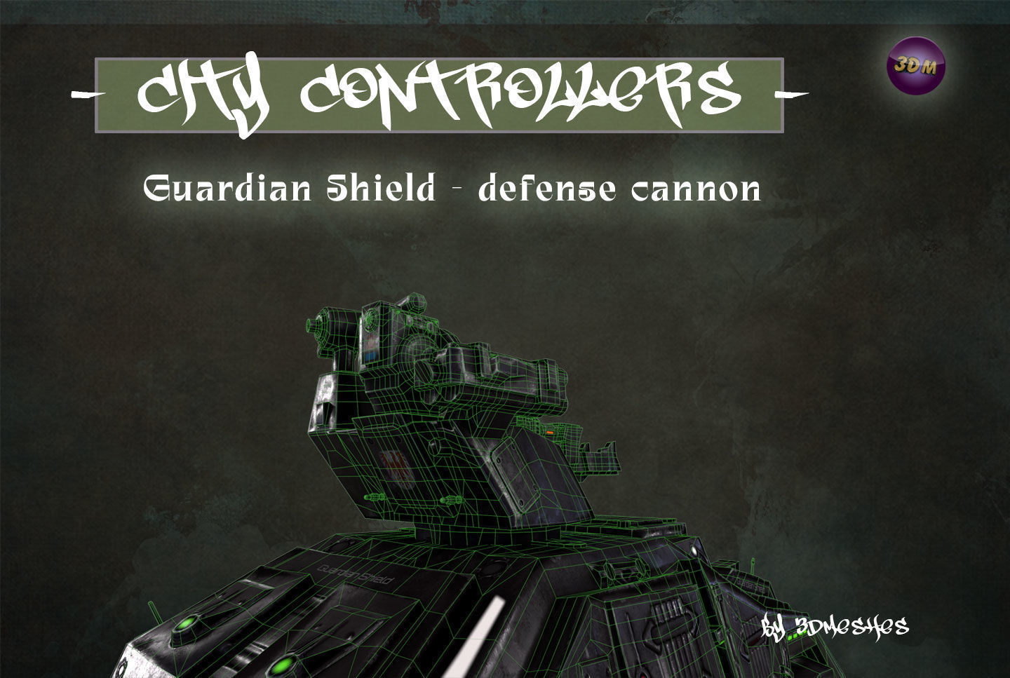 Defence Cannon for City Controllers Low-poly 3D model_39