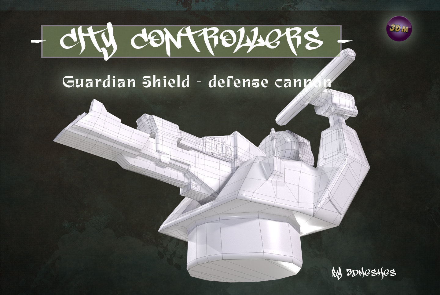 Defence Cannon for City Controllers Low-poly 3D model_25