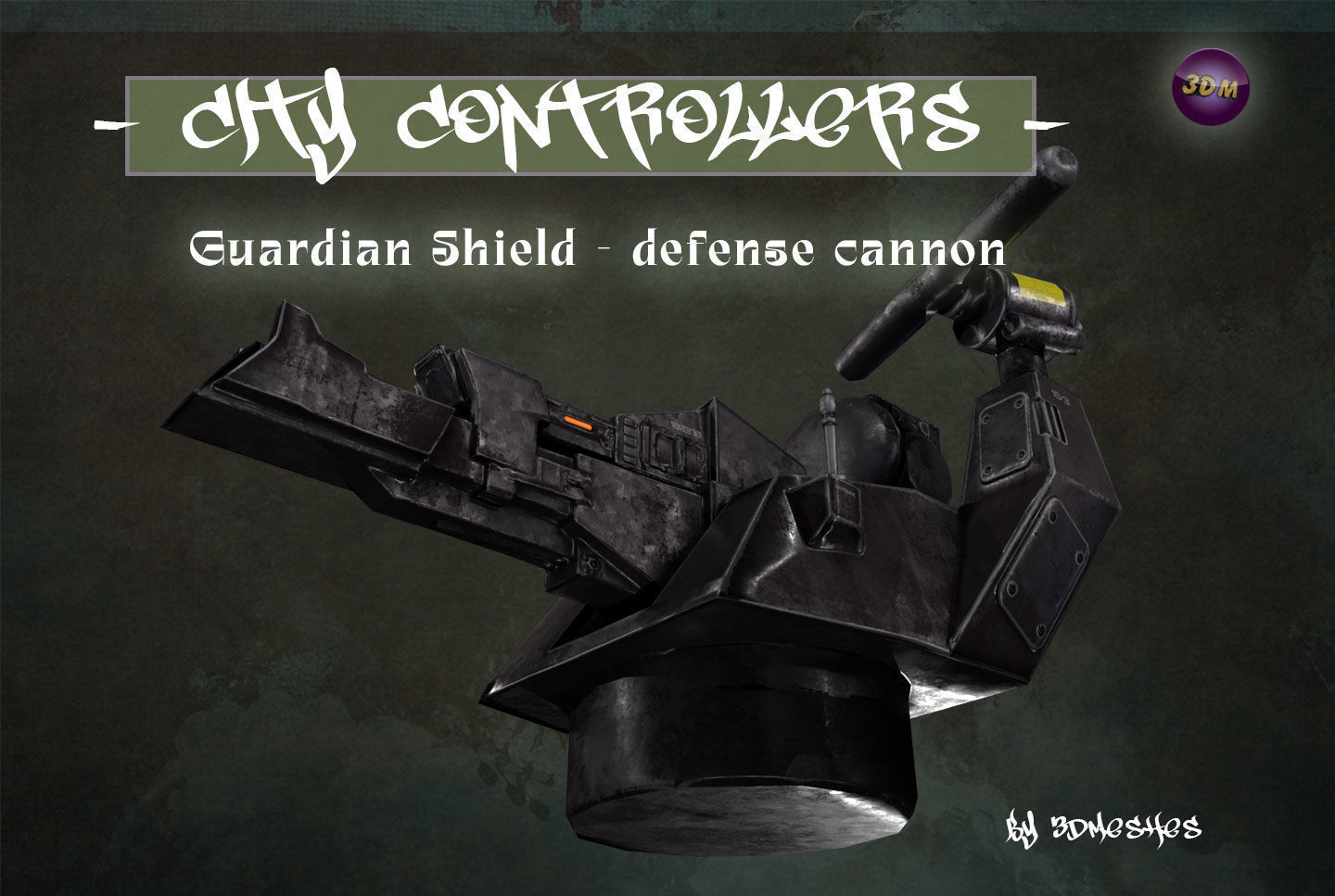 Defence Cannon for City Controllers Low-poly 3D model_22