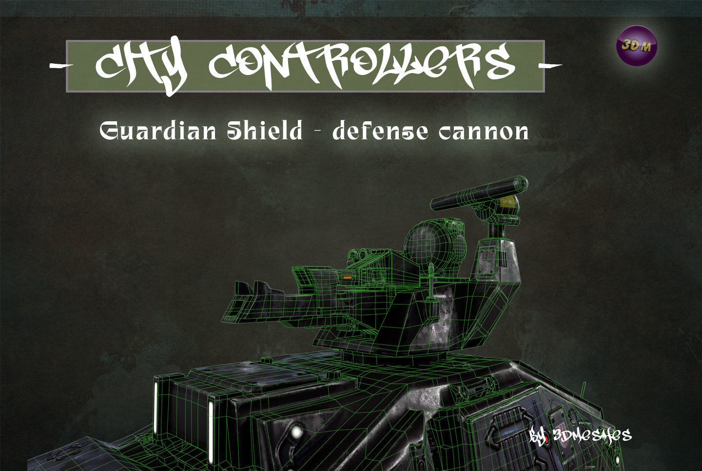 Defence Cannon for City Controllers Low-poly 3D model_34