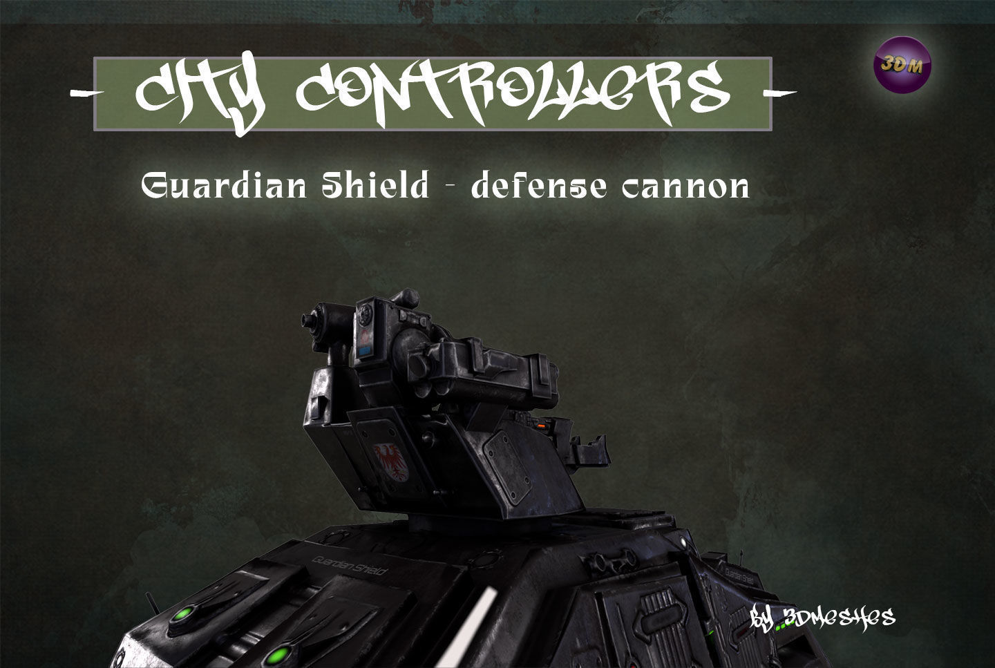 Defence Cannon for City Controllers Low-poly 3D model_38
