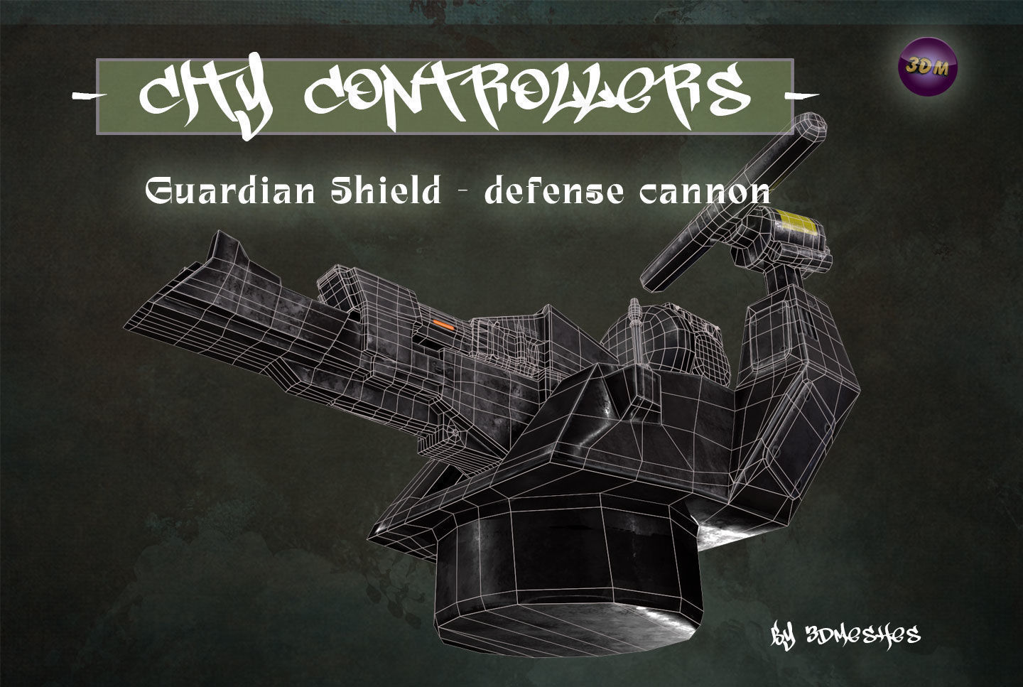 Defence Cannon for City Controllers Low-poly 3D model_24