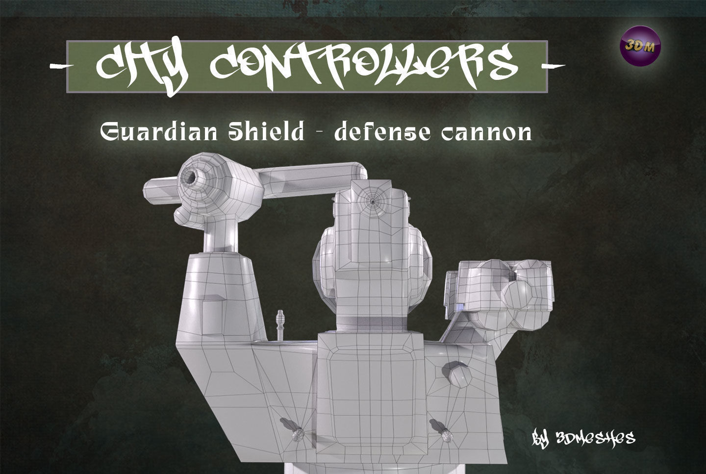 Defence Cannon for City Controllers Low-poly 3D model_28