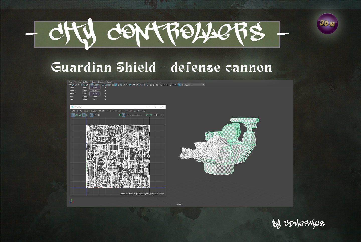 Defence Cannon for City Controllers Low-poly 3D model_33