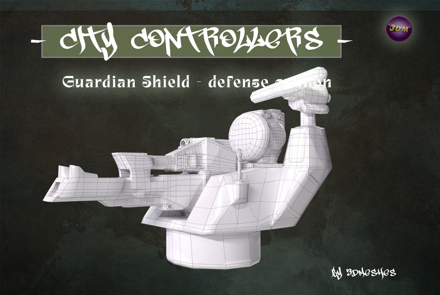 Defence Cannon for City Controllers Low-poly 3D model_42
