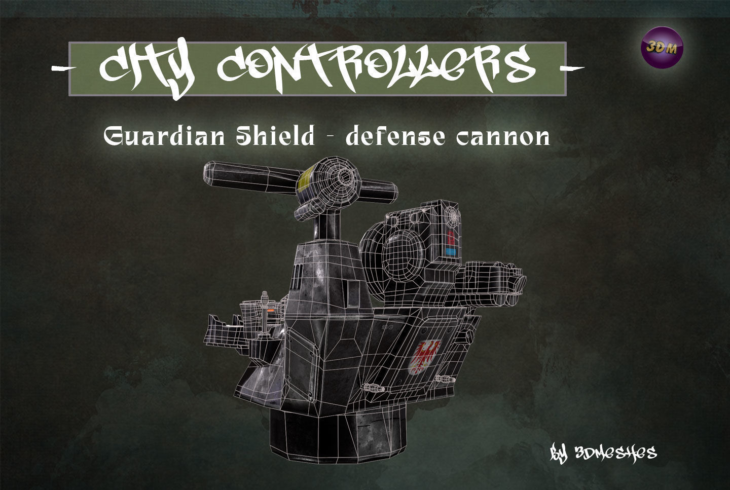 Defence Cannon for City Controllers Low-poly 3D model_7