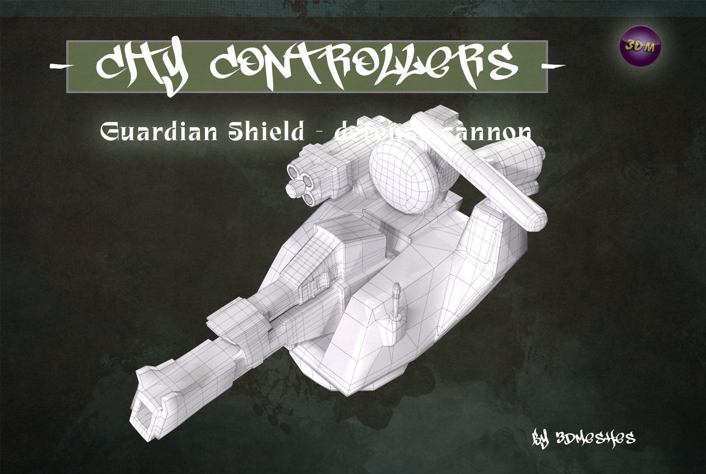 Defence Cannon for City Controllers Low-poly 3D model_18
