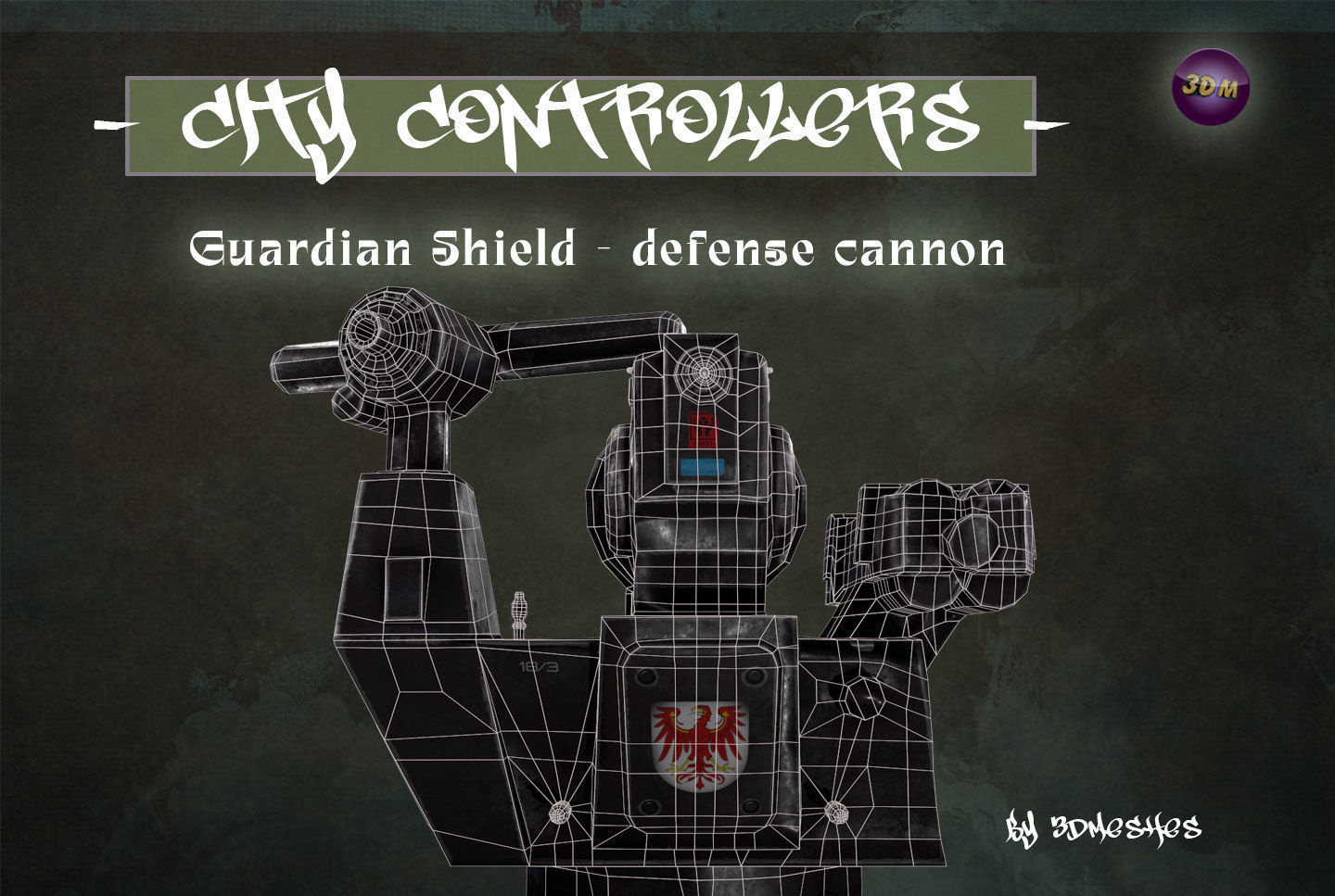 Defence Cannon for City Controllers Low-poly 3D model_27