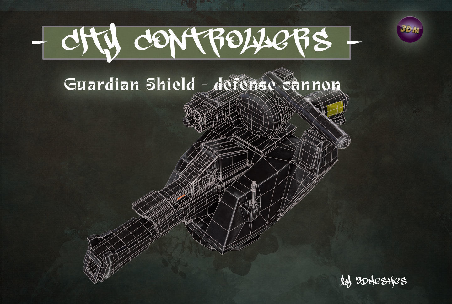 Defence Cannon for City Controllers Low-poly 3D model_17
