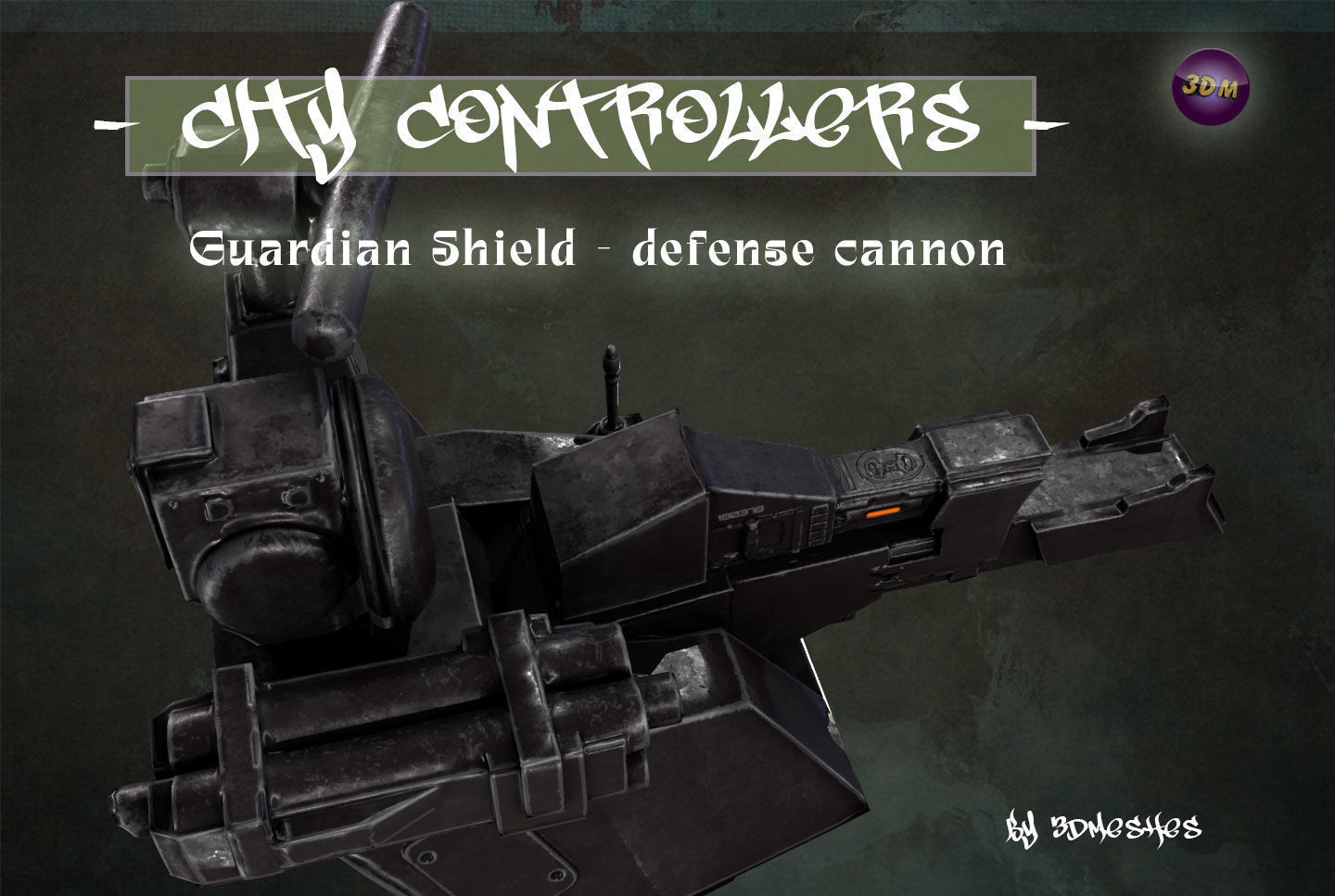 Defence Cannon for City Controllers Low-poly 3D model_30