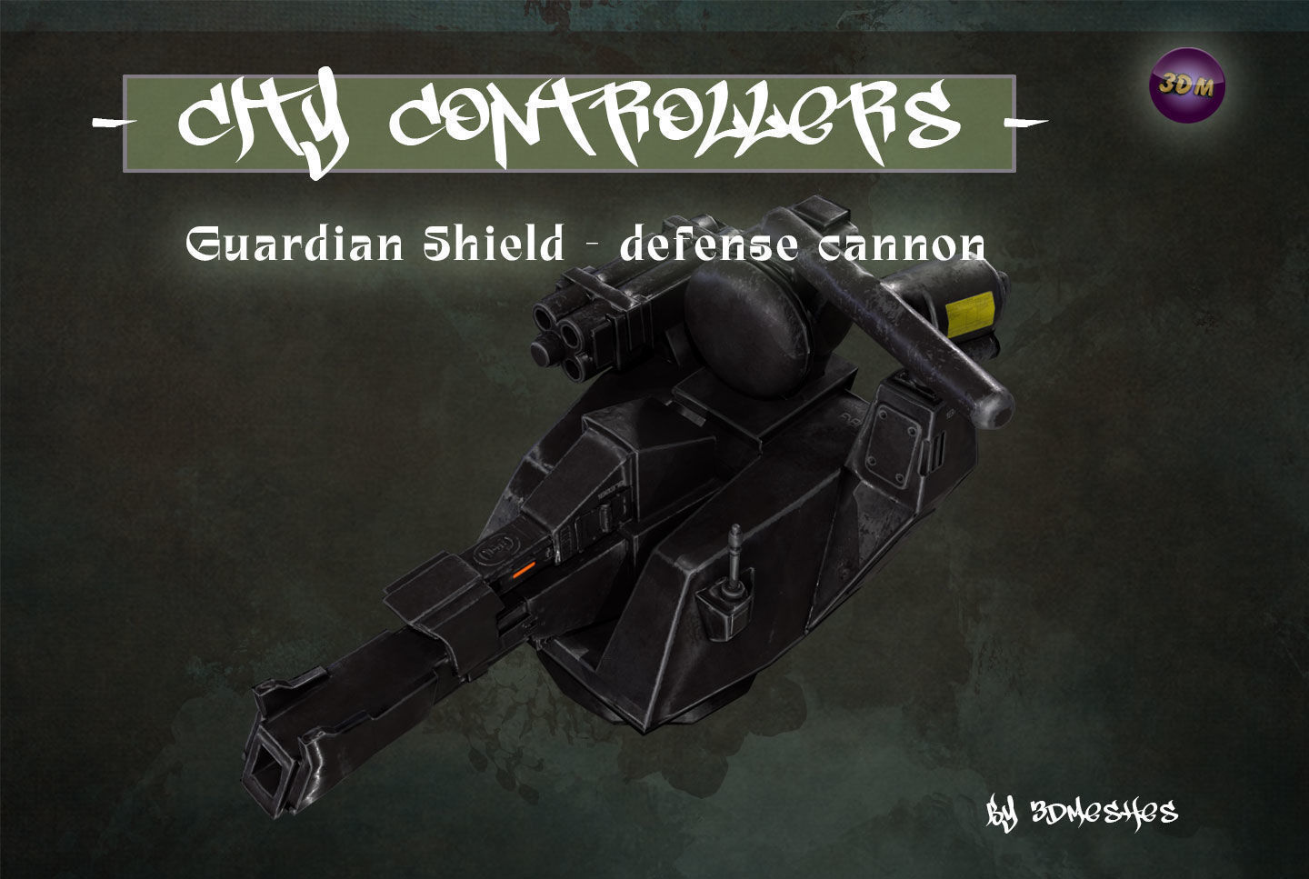 Defence Cannon for City Controllers Low-poly 3D model_16