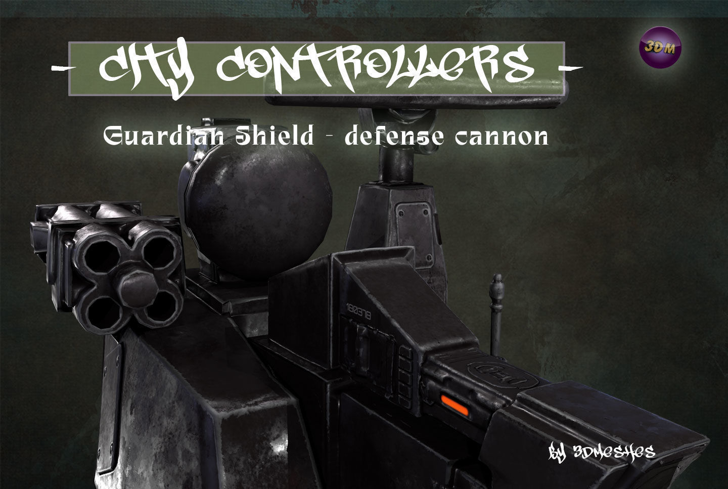 Defence Cannon for City Controllers Low-poly 3D model_19