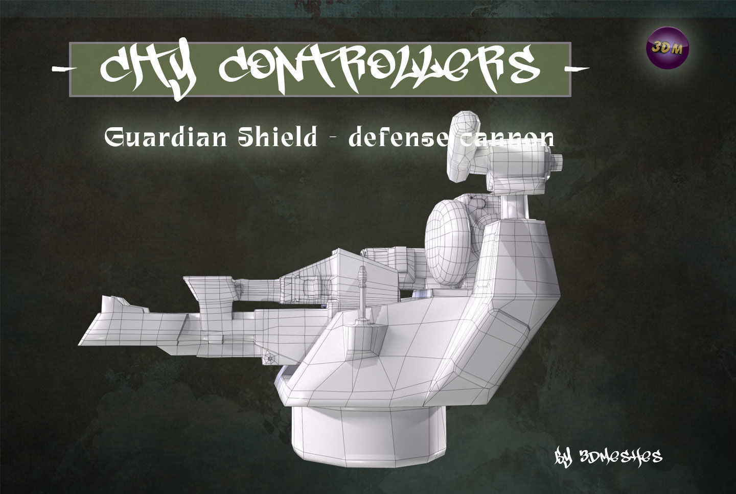 Defence Cannon for City Controllers Low-poly 3D model_5