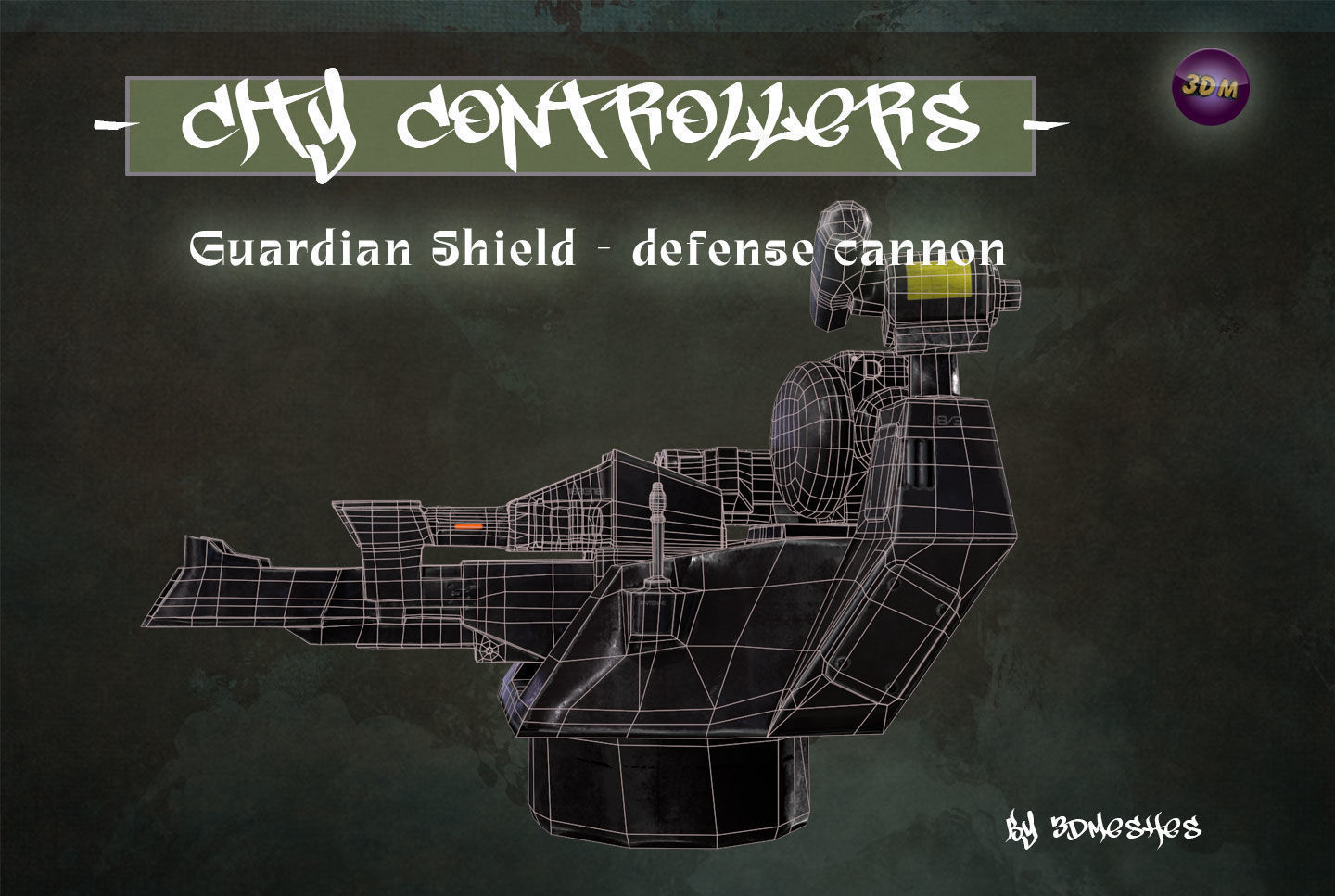Defence Cannon for City Controllers Low-poly 3D model_3