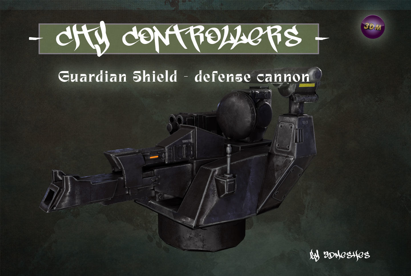 Defence Cannon for City Controllers Low-poly 3D model_32