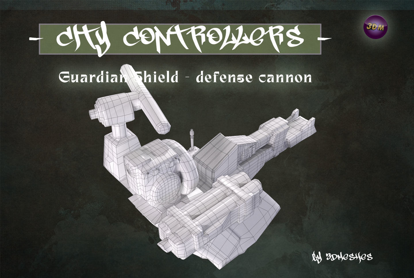 Defence Cannon for City Controllers Low-poly 3D model_11