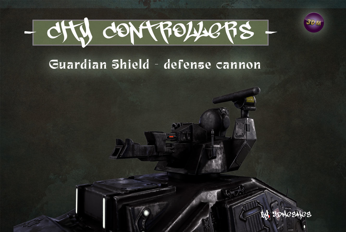 Defence Cannon for City Controllers Low-poly 3D model_23