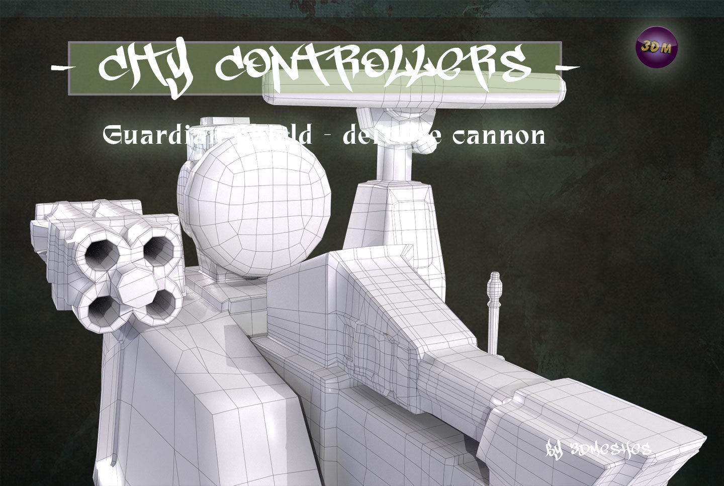 Defence Cannon for City Controllers Low-poly 3D model_21