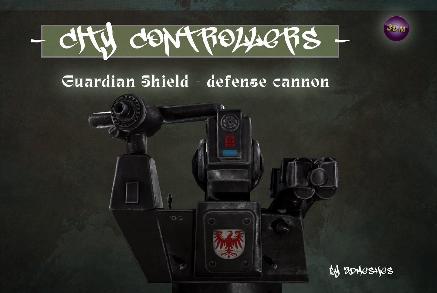 Defence Cannon for City Controllers Low-poly 3D model_26