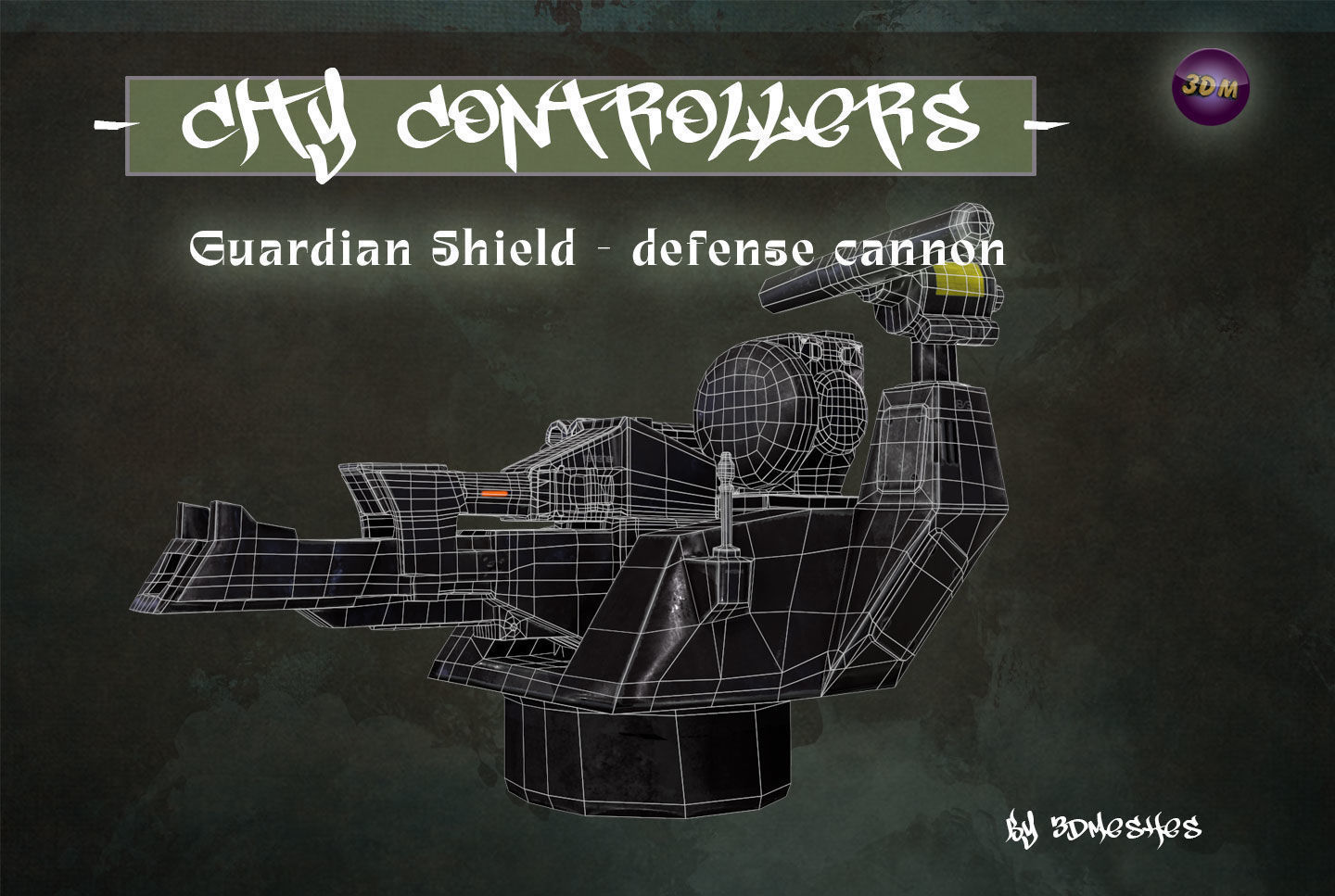 Defence Cannon for City Controllers Low-poly 3D model_41