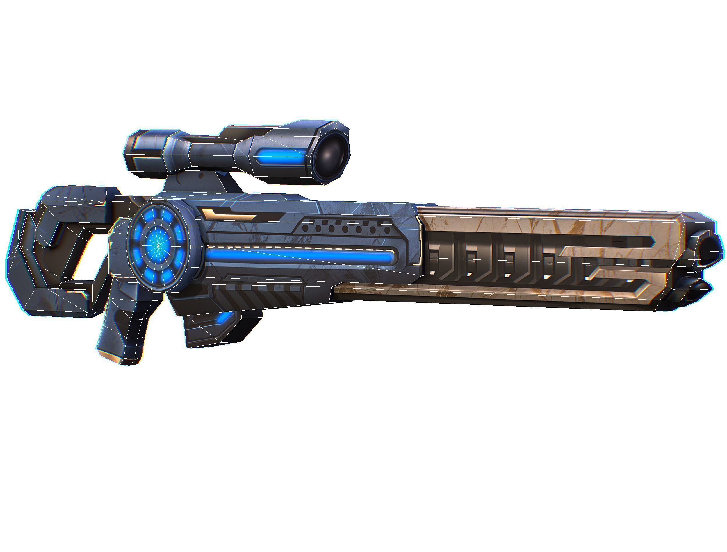 LowPoly Cartoon Sci-Fi Sniper Rifle Future Low-poly 3D model_32