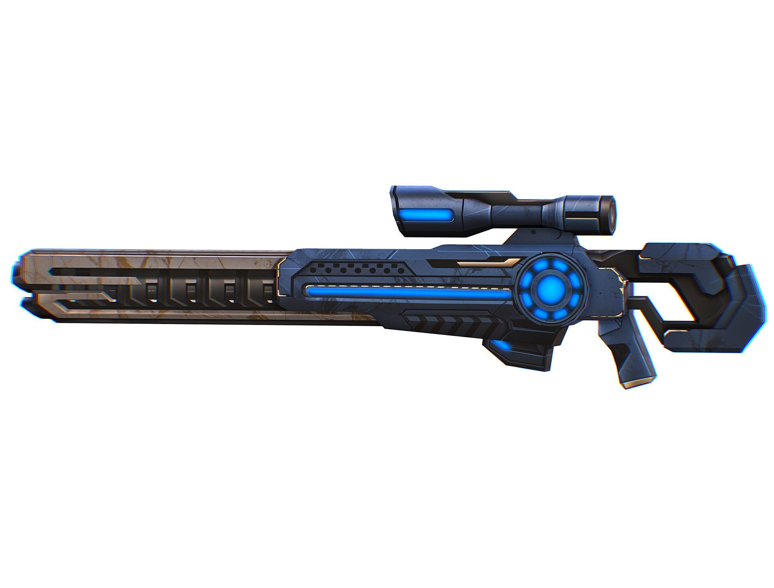 LowPoly Cartoon Sci-Fi Sniper Rifle Future Low-poly 3D model_10