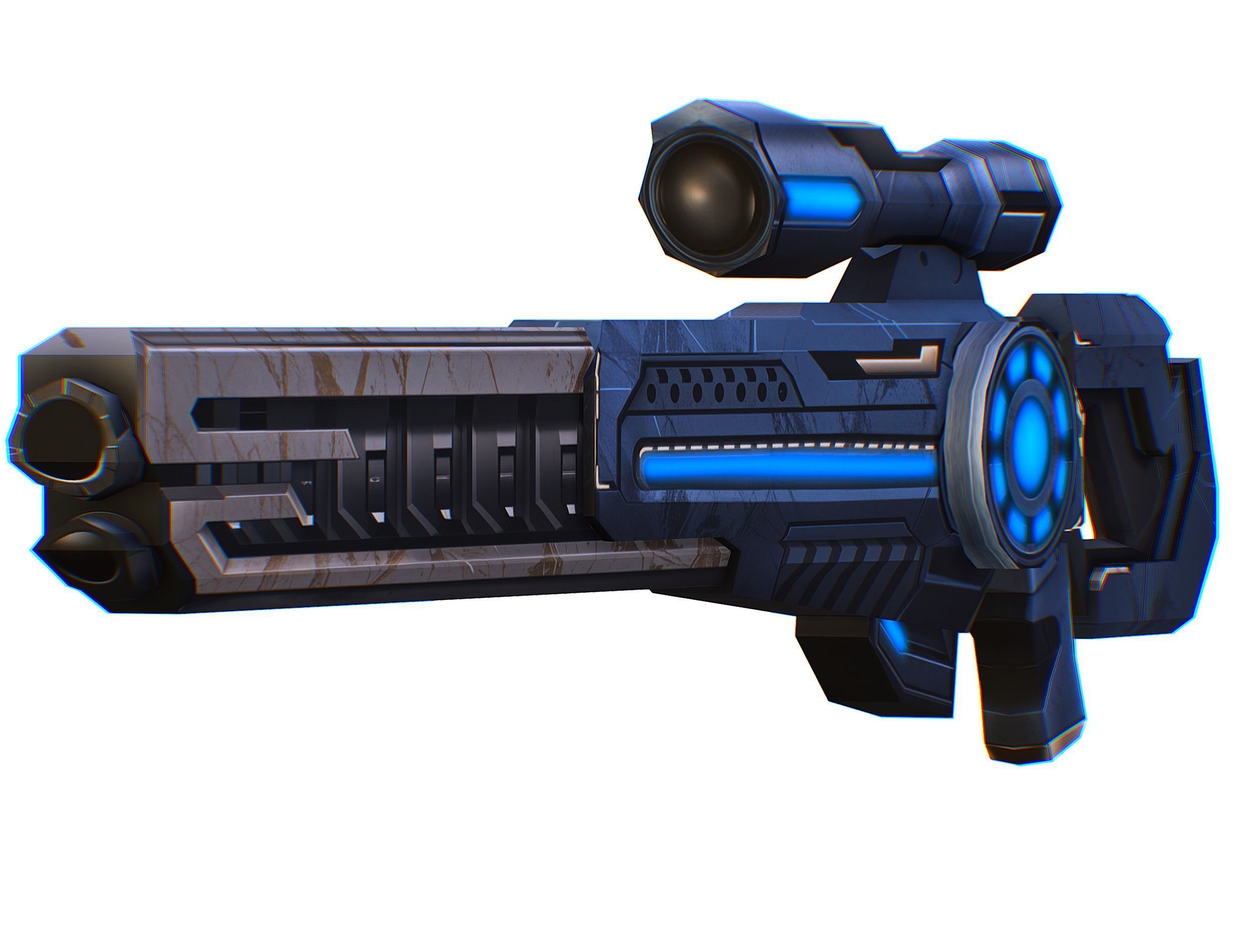 LowPoly Cartoon Sci-Fi Sniper Rifle Future Low-poly 3D model_7