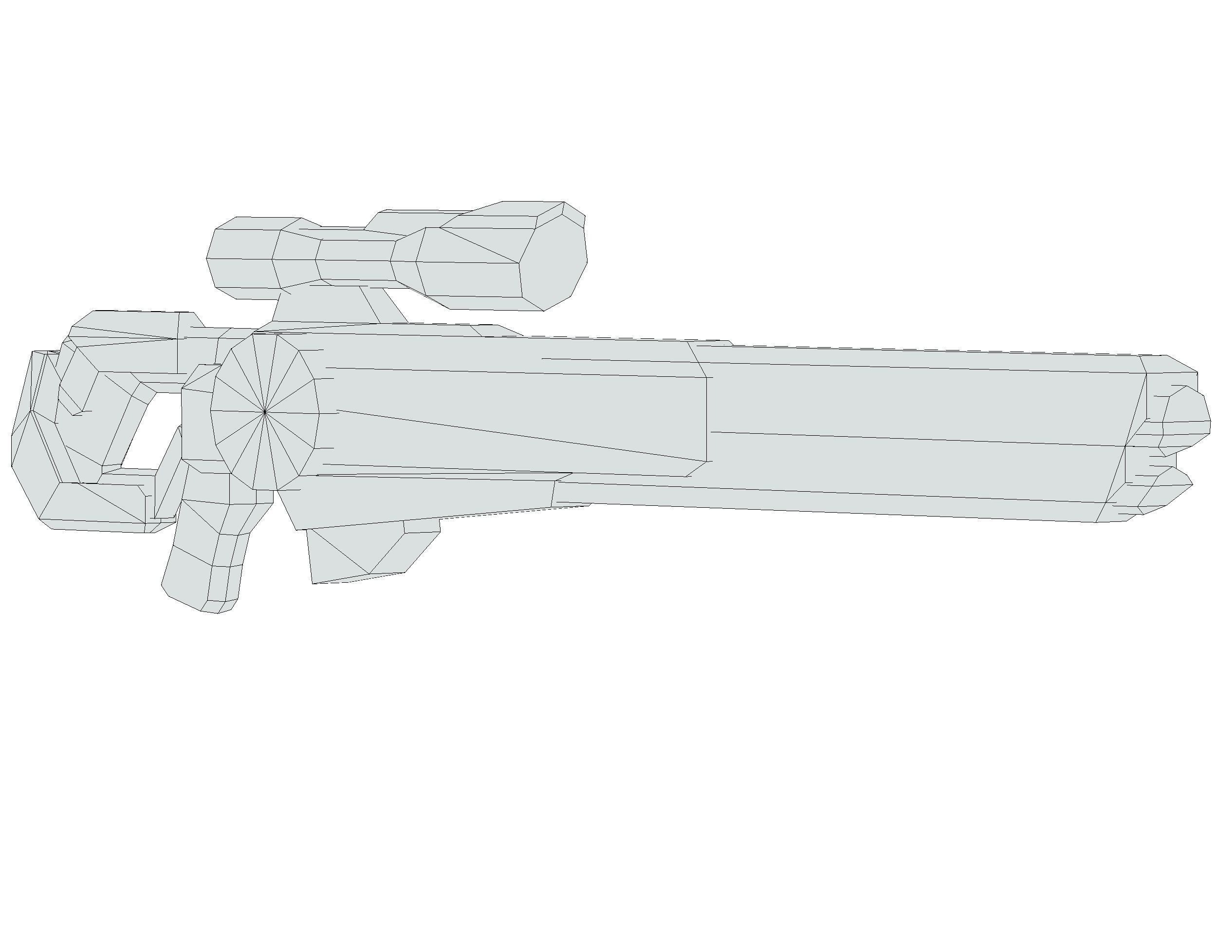 LowPoly Cartoon Sci-Fi Sniper Rifle Future Low-poly 3D model_35