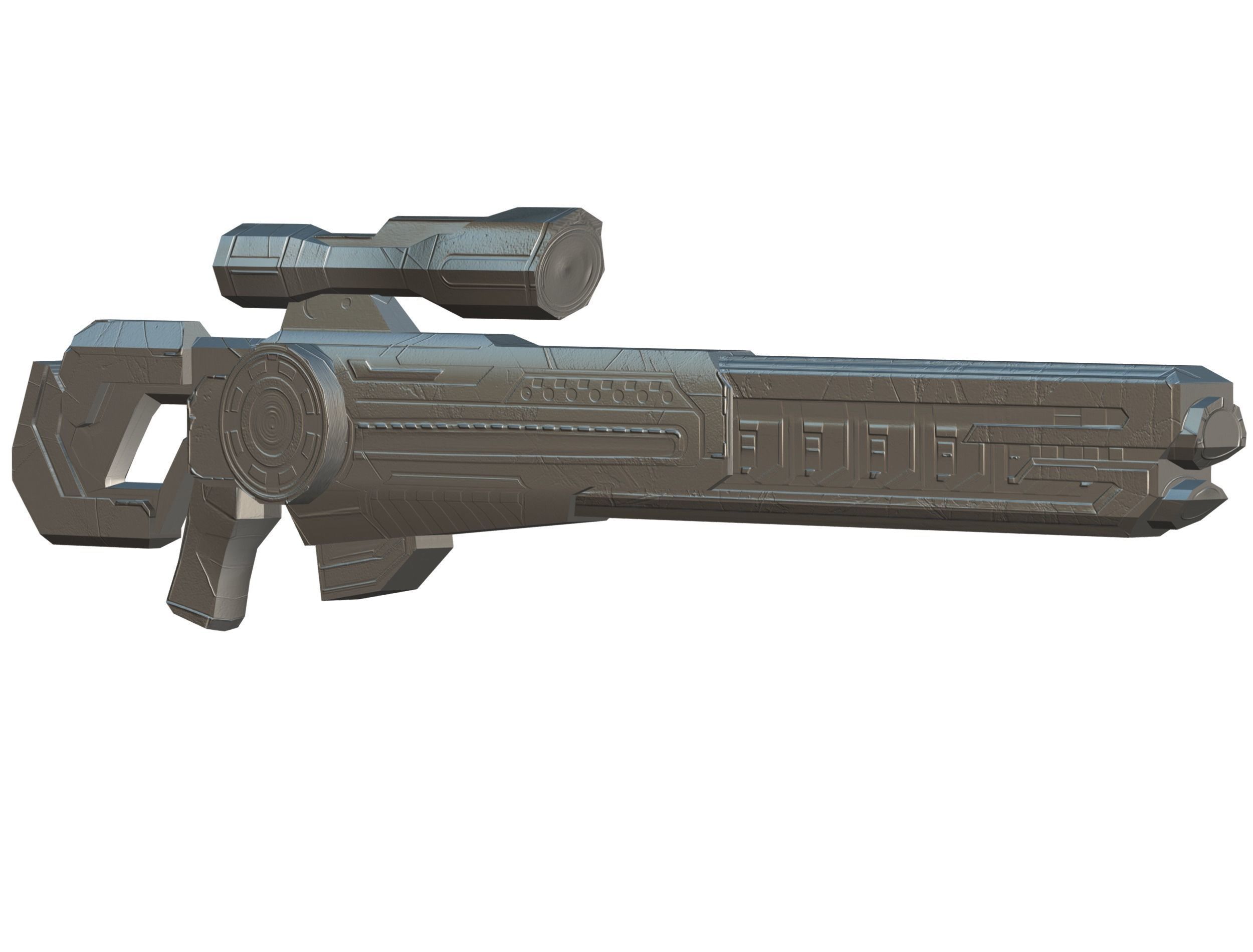 LowPoly Cartoon Sci-Fi Sniper Rifle Future Low-poly 3D model_34