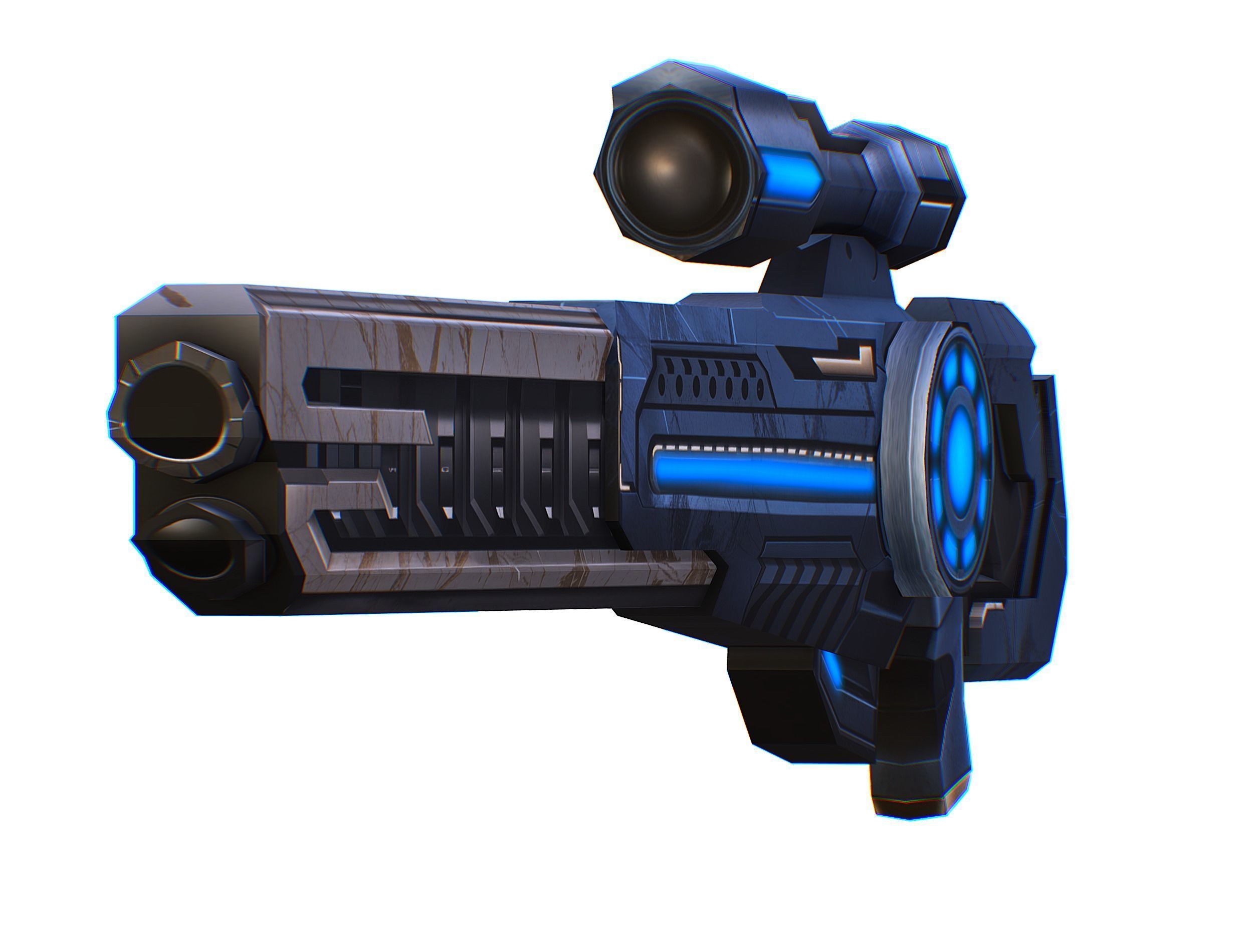 LowPoly Cartoon Sci-Fi Sniper Rifle Future Low-poly 3D model_6