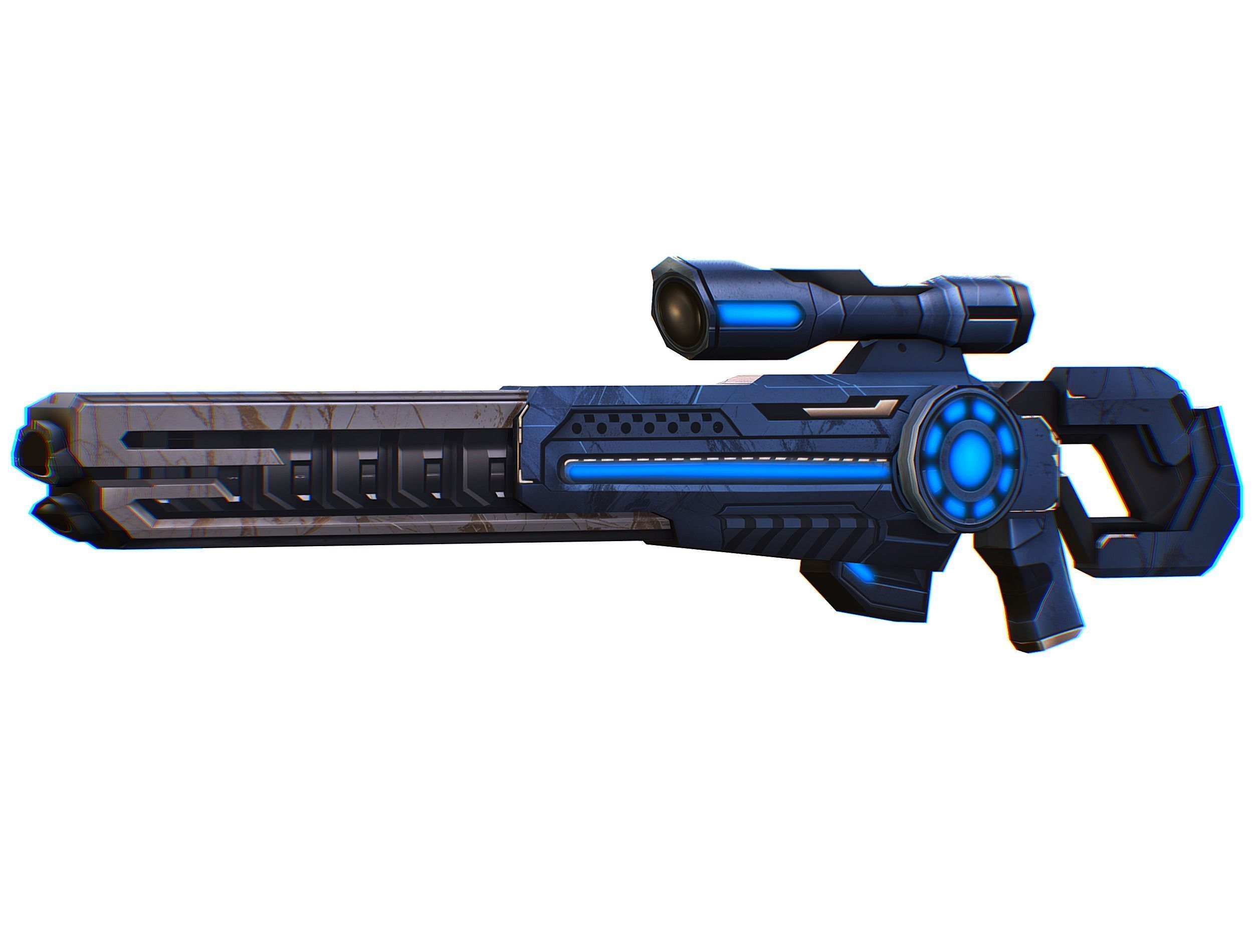 LowPoly Cartoon Sci-Fi Sniper Rifle Future Low-poly 3D model_8