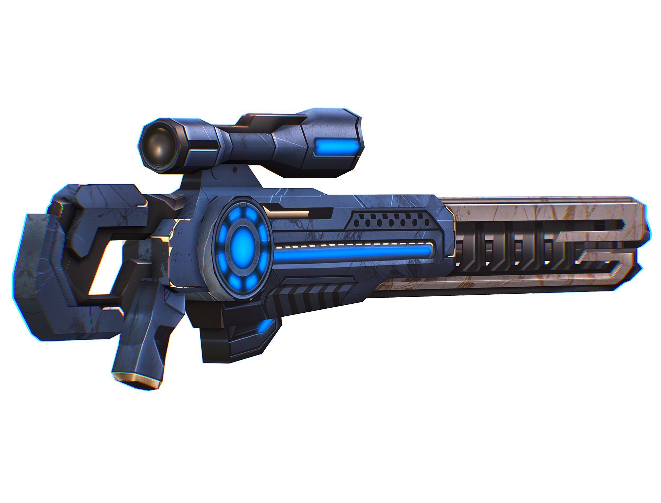 LowPoly Cartoon Sci-Fi Sniper Rifle Future Low-poly 3D model_18