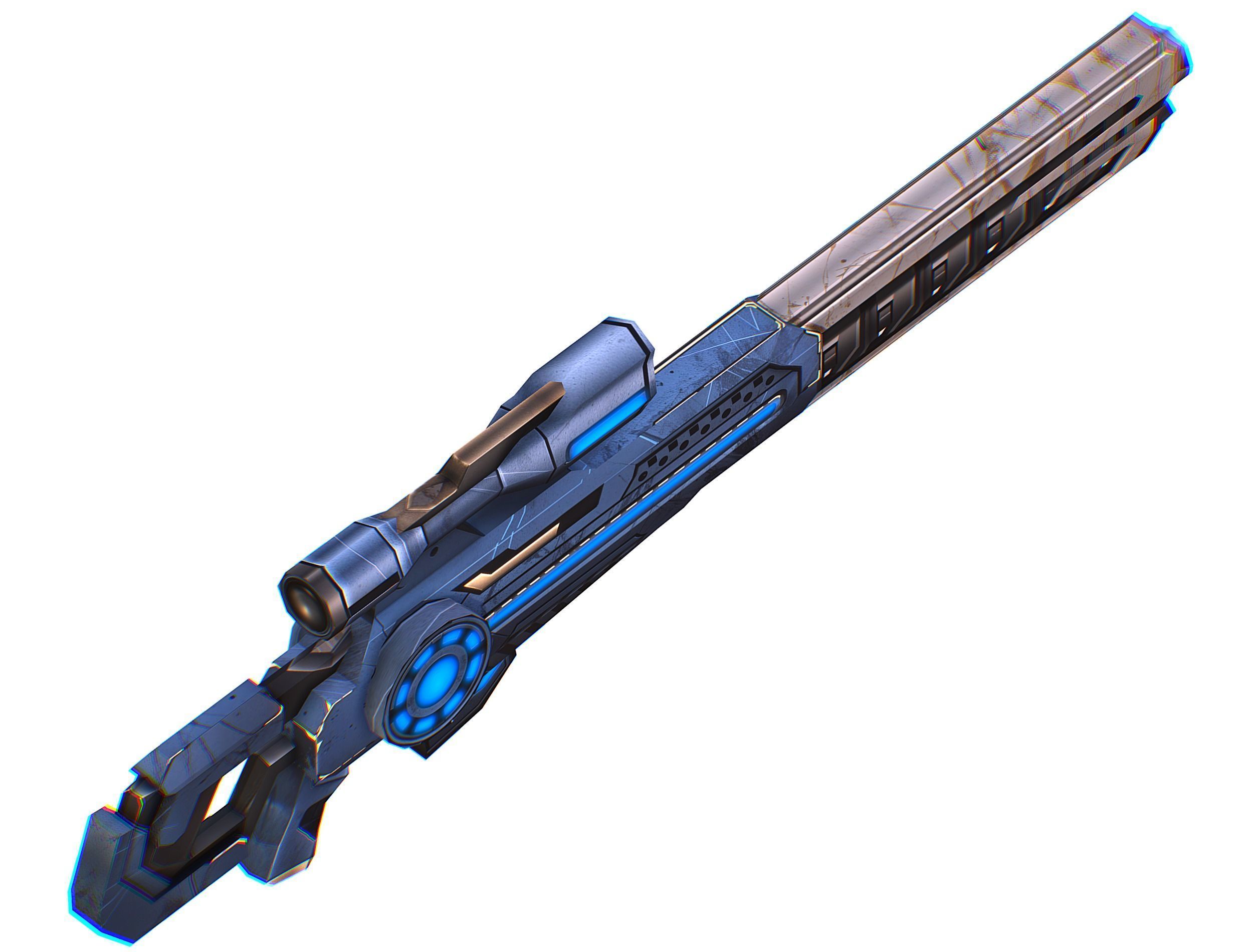 LowPoly Cartoon Sci-Fi Sniper Rifle Future Low-poly 3D model_23