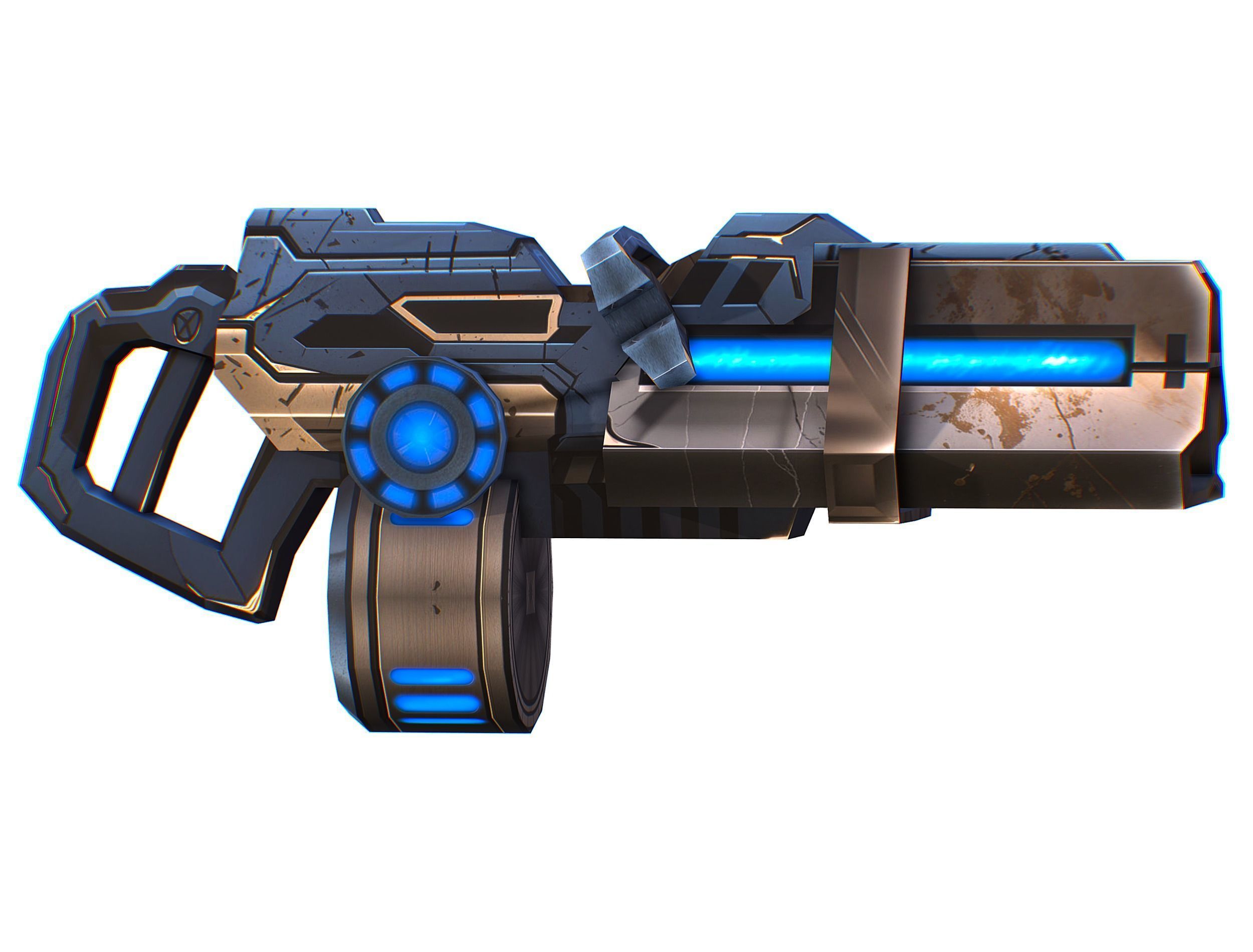 LowPoly Sci-Fi Assault Heavy Machine Gun Low-poly 3D model_14