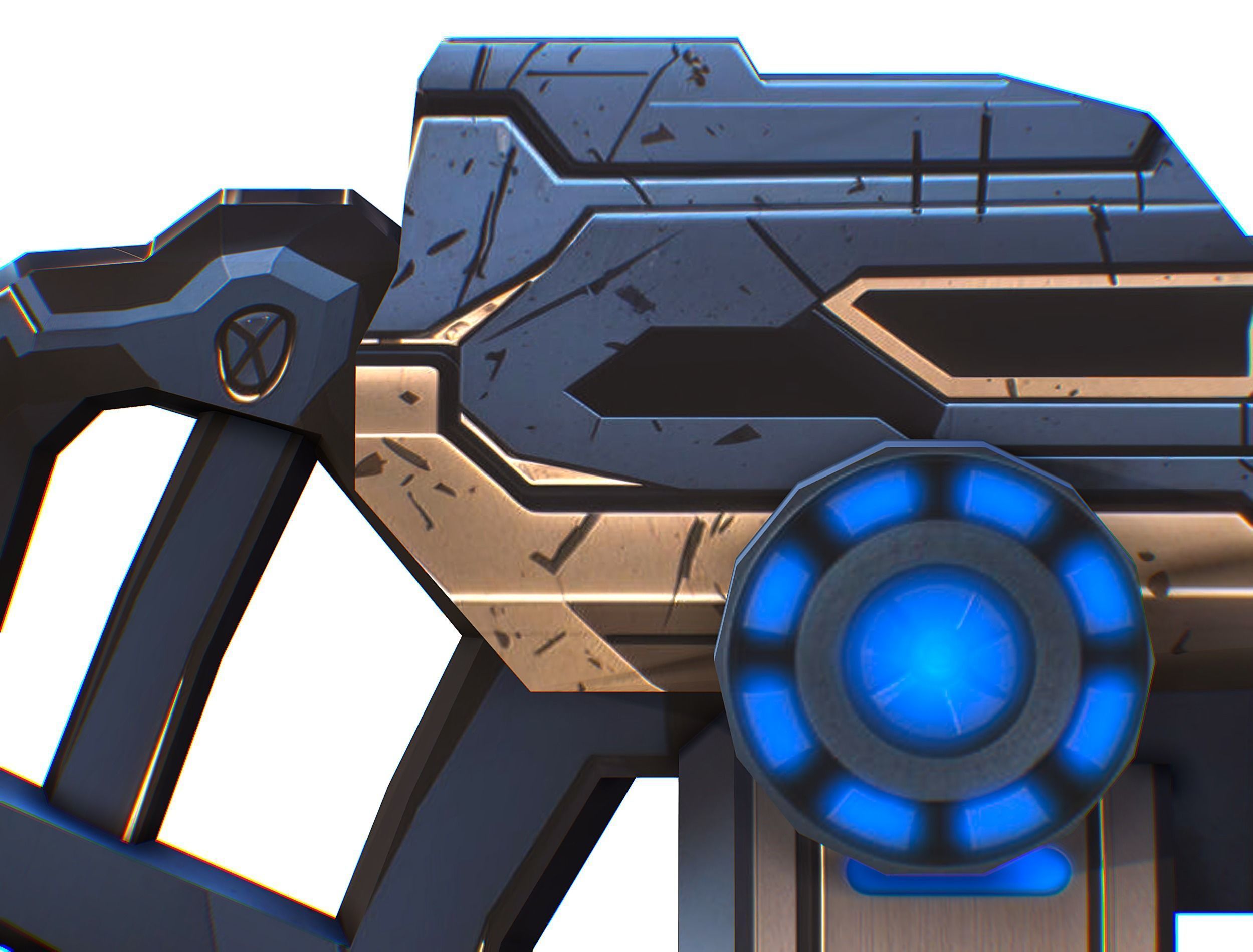 LowPoly Sci-Fi Assault Heavy Machine Gun Low-poly 3D model_23