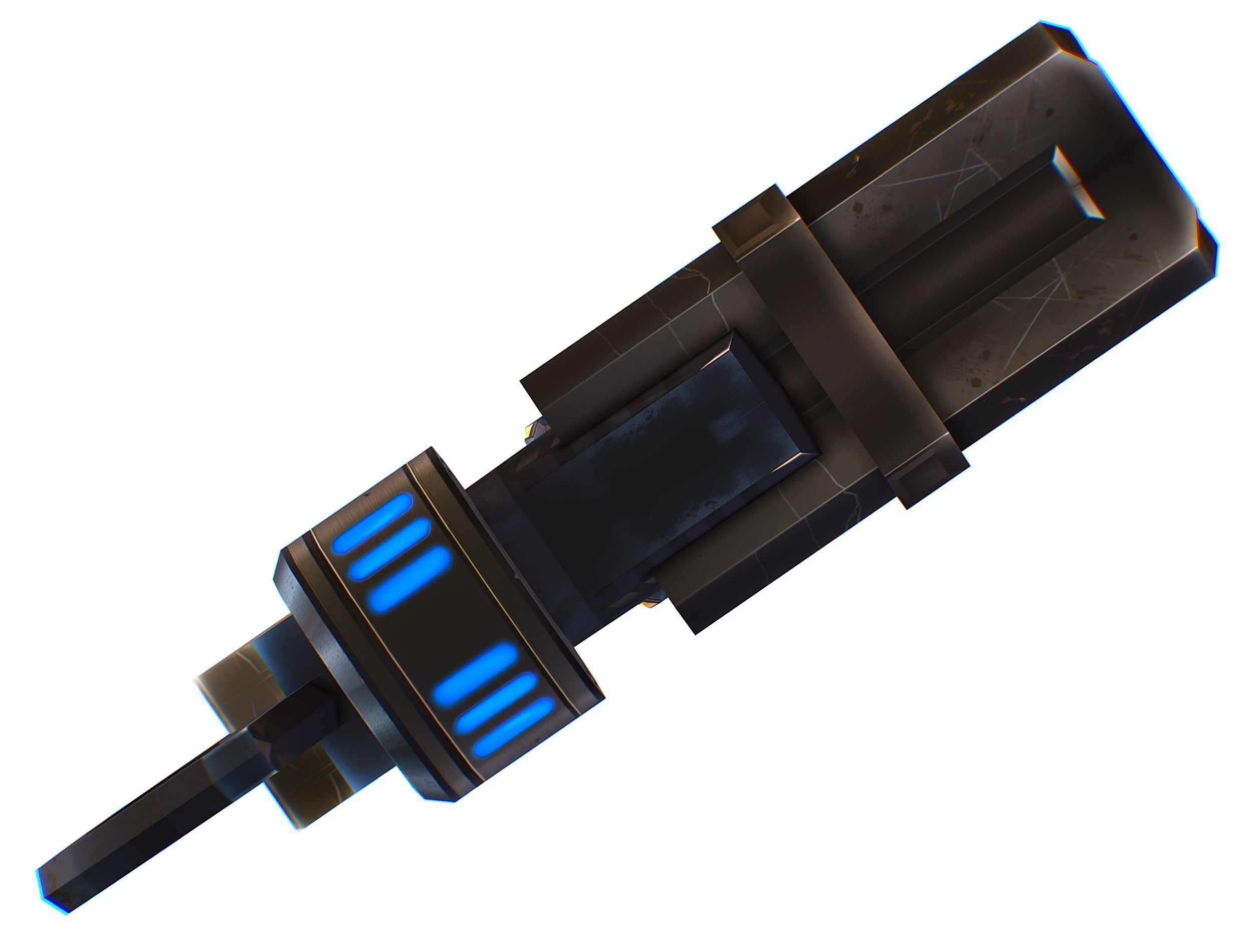 LowPoly Sci-Fi Assault Heavy Machine Gun Low-poly 3D model_20