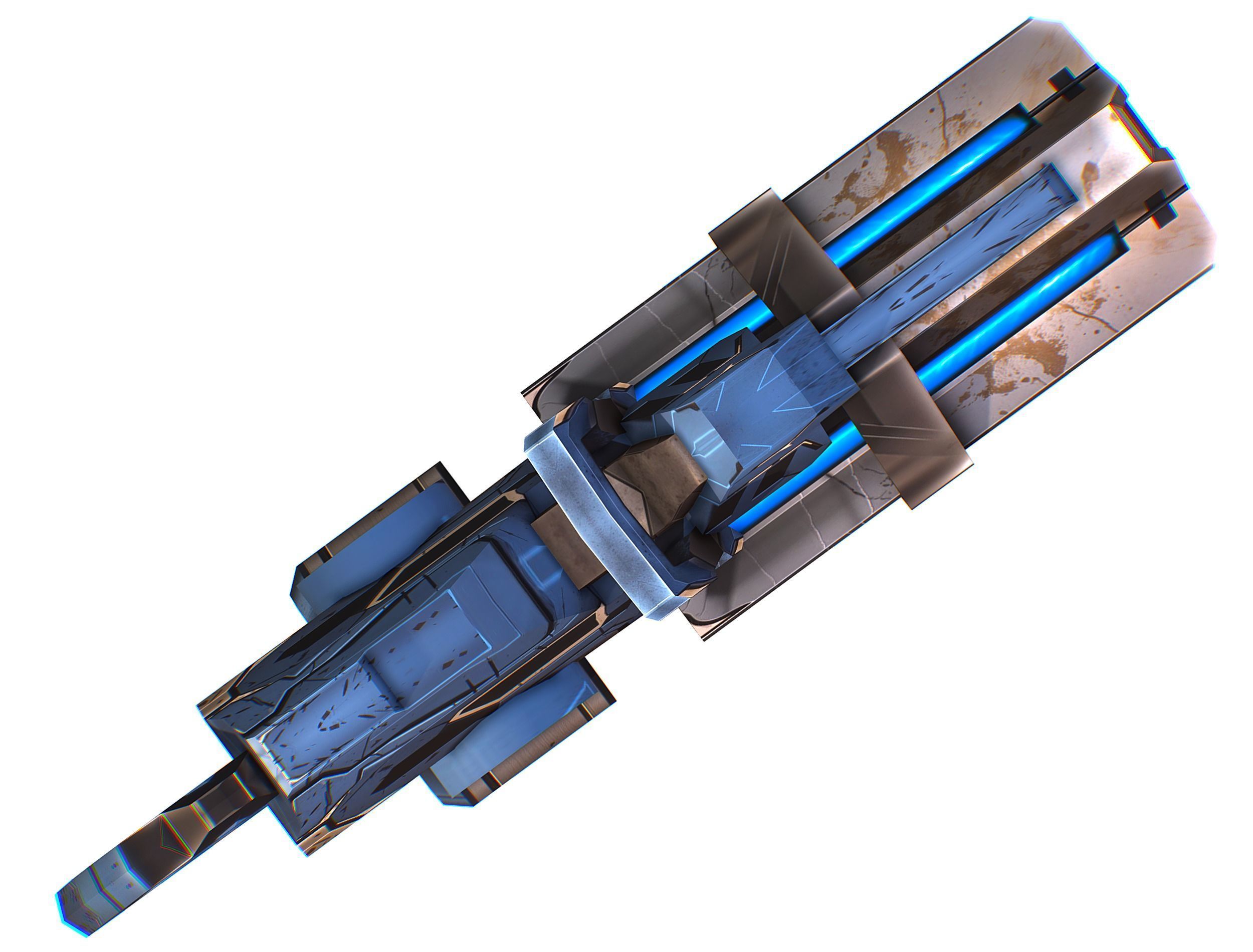 LowPoly Sci-Fi Assault Heavy Machine Gun Low-poly 3D model_19