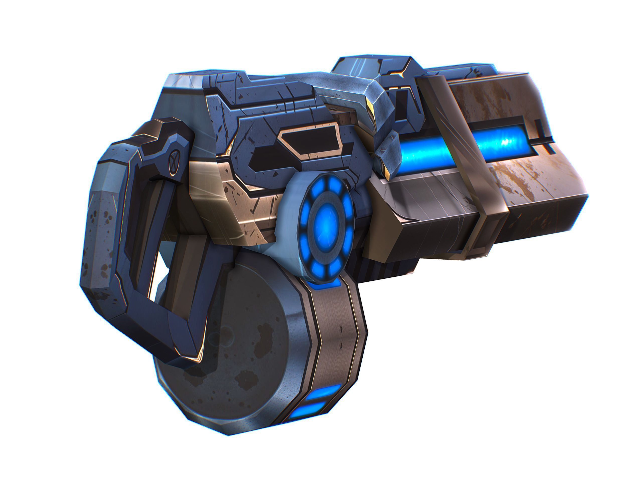 LowPoly Sci-Fi Assault Heavy Machine Gun Low-poly 3D model_12