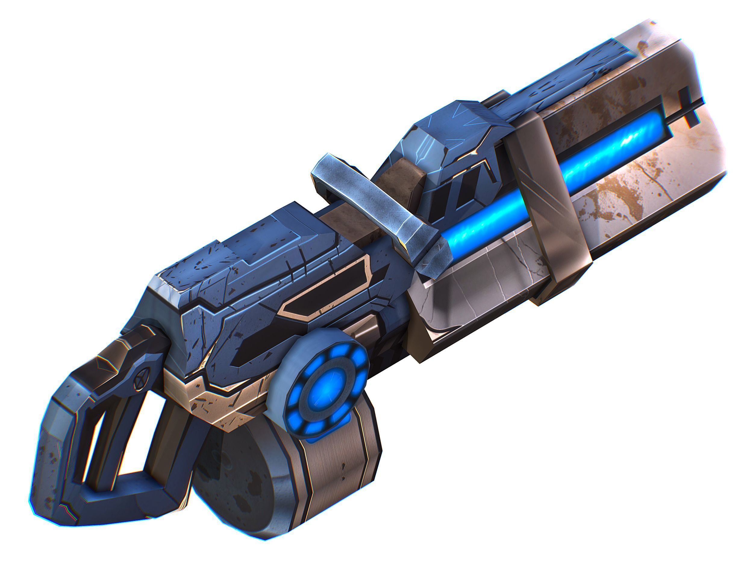 LowPoly Sci-Fi Assault Heavy Machine Gun Low-poly 3D model_18