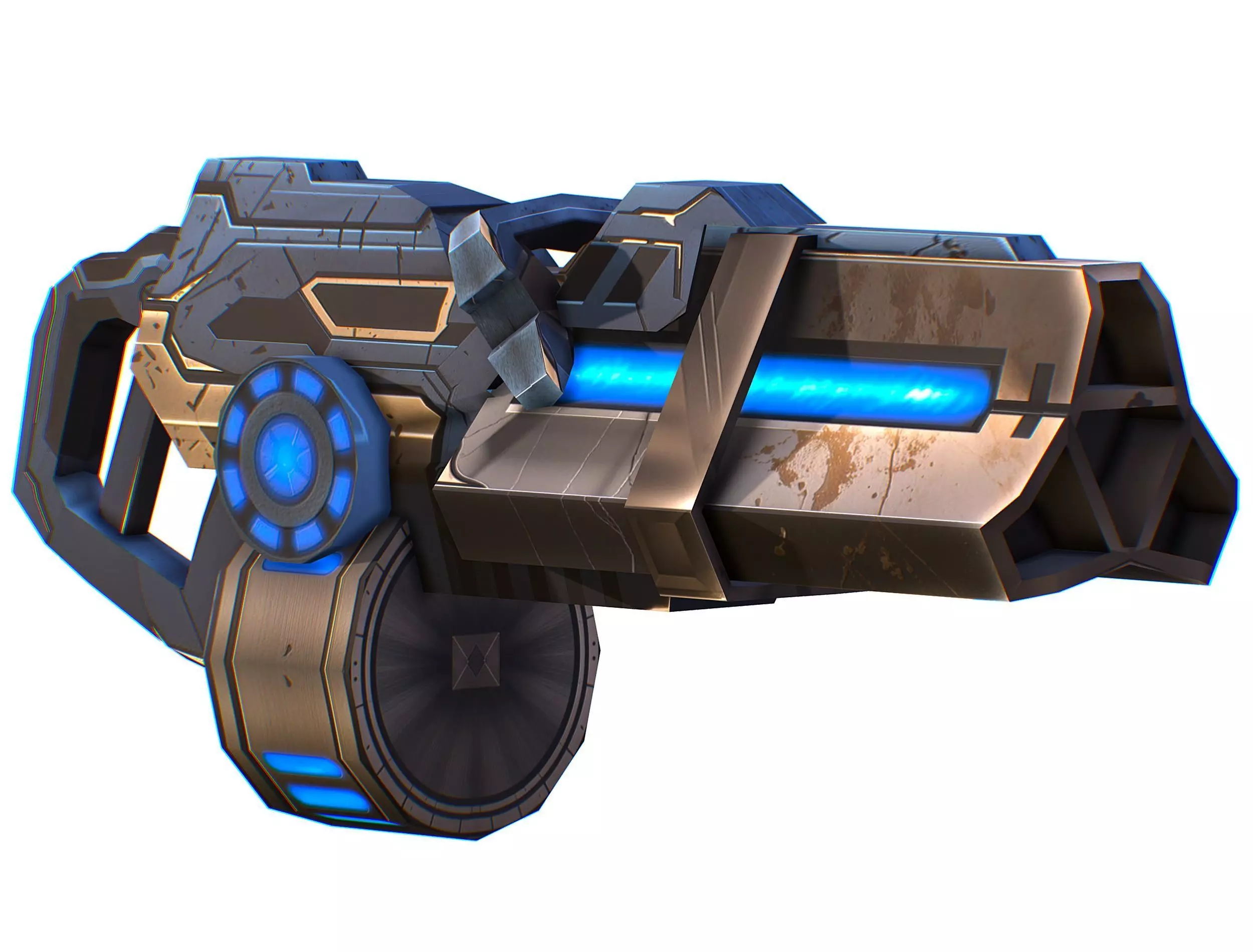 LowPoly Sci-Fi Assault Heavy Machine Gun Low-poly 3D model_0