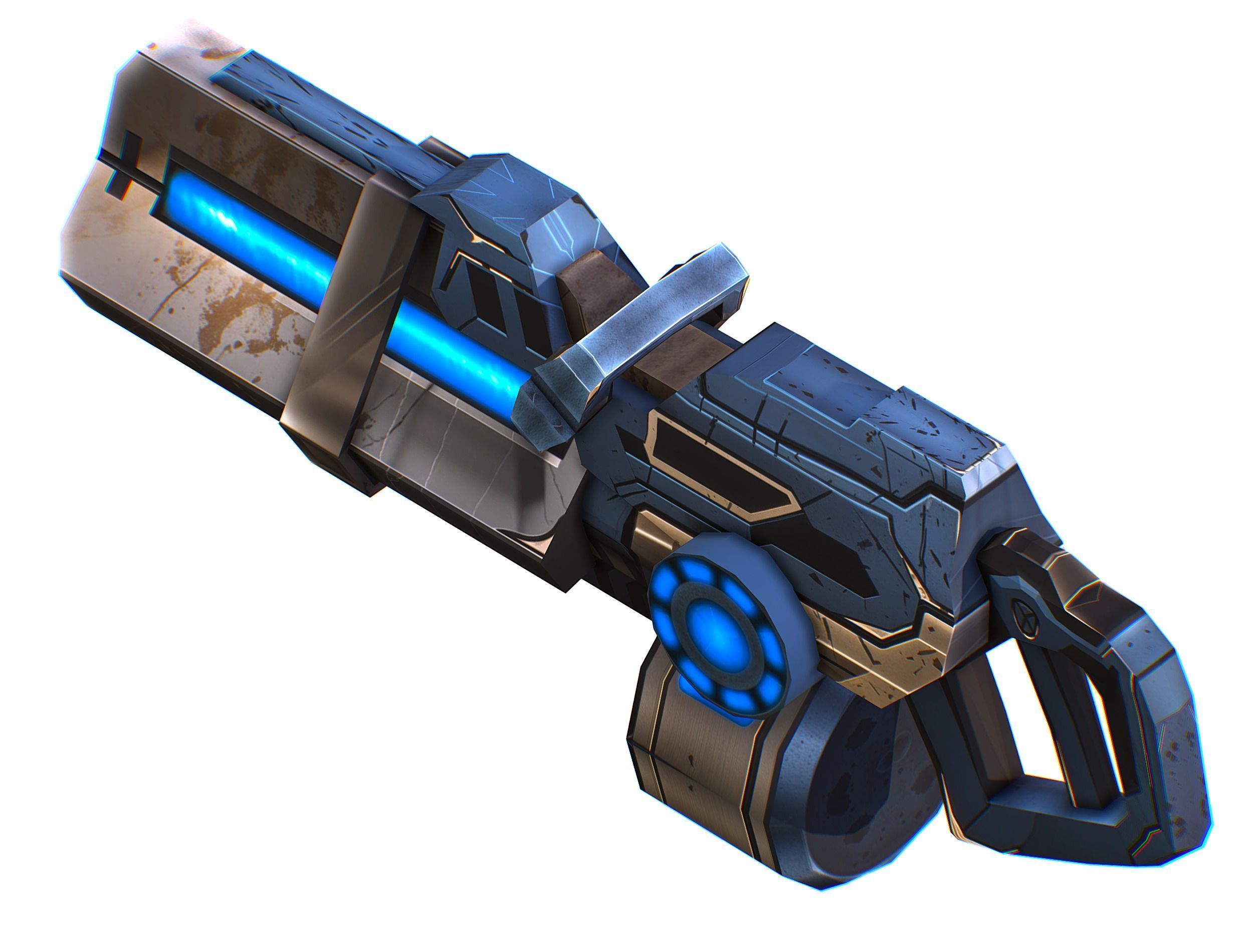 LowPoly Sci-Fi Assault Heavy Machine Gun Low-poly 3D model_17